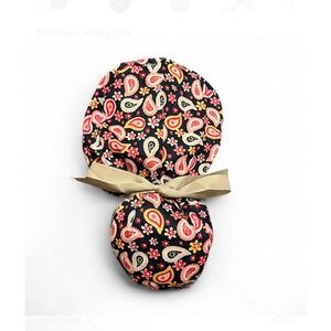 🎊Paisley Floral Scrub Cap Ponytail Women